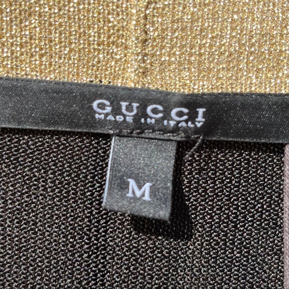 NWT GUCCI Authentic Cardigan - sheer black / metallized gold trim (med) - Picture 4 of 6